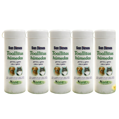 San Dimas 50 unidades Toallitas Húmedas para Perros y Gatos – Higiene rápida y suave para tu Peludo