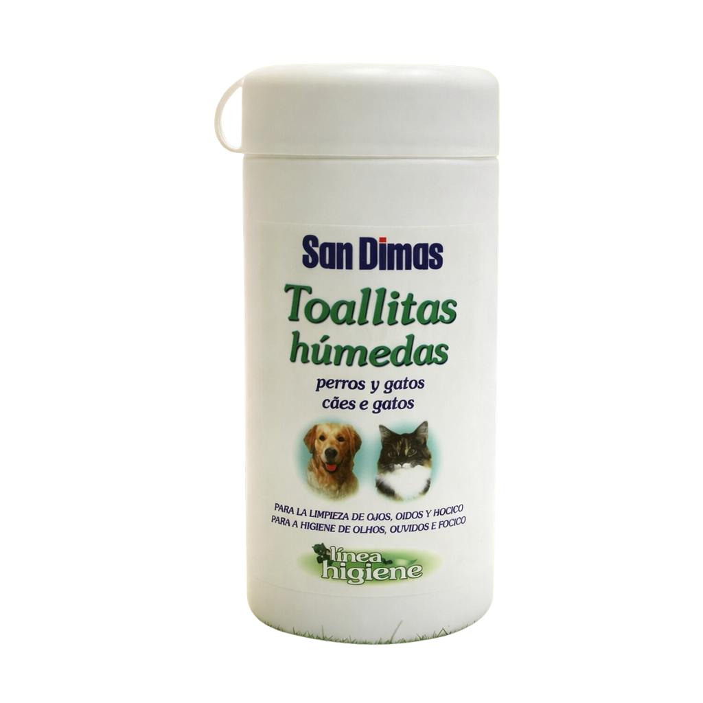 San Dimas 50 unidades Toallitas Húmedas para Perros y Gatos – Higiene rápida y suave para tu Peludo