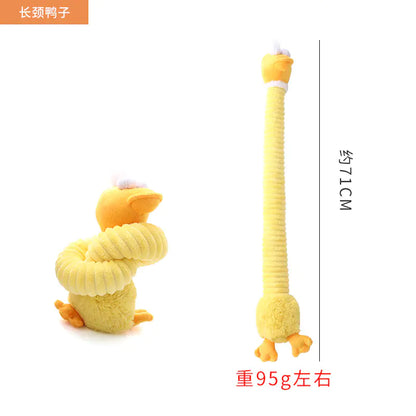 Juguete interactivo de peluche con cuello largo para perros, ideal para masticar