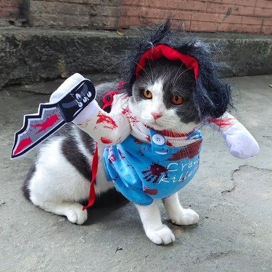 Outfit Sangriento para Mascotas – Disfraz de Gato y Perro🎃
