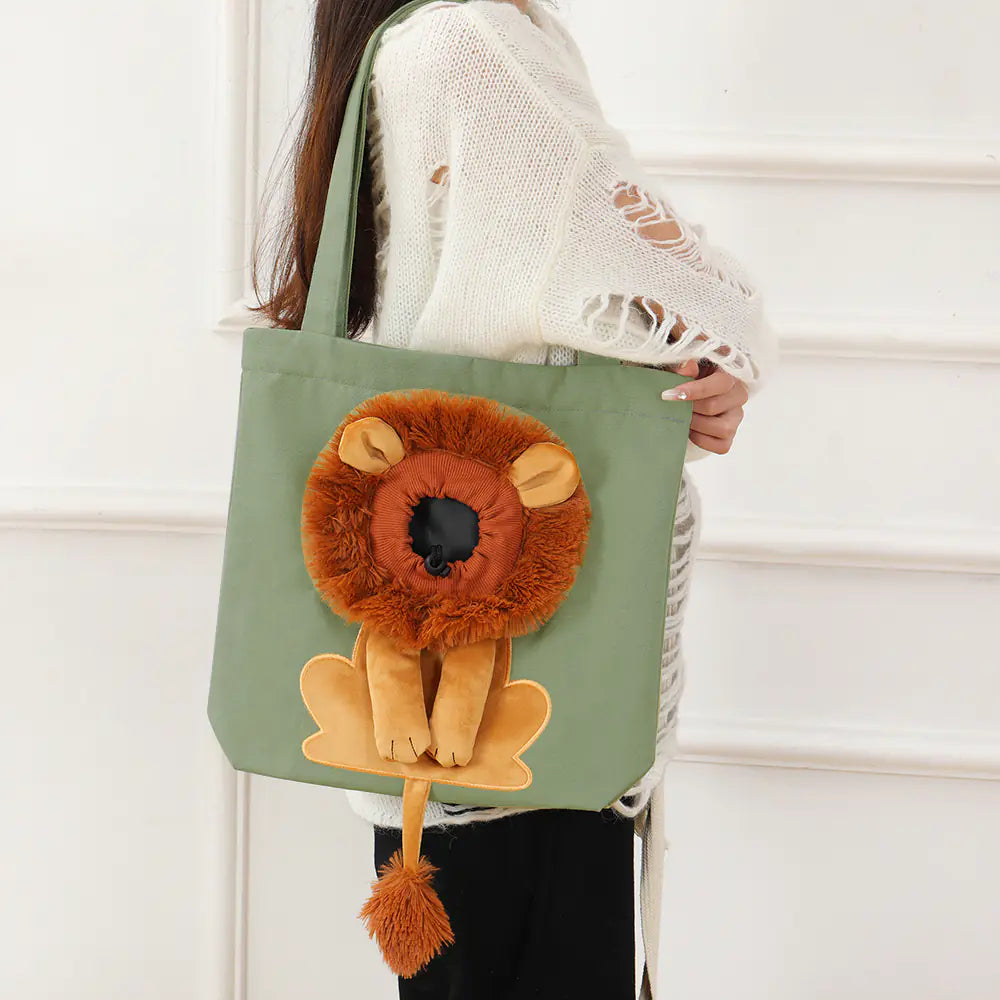 Bolso de Transporte Suave para Mascotas con Diseño de León, para Gatos y Perros
