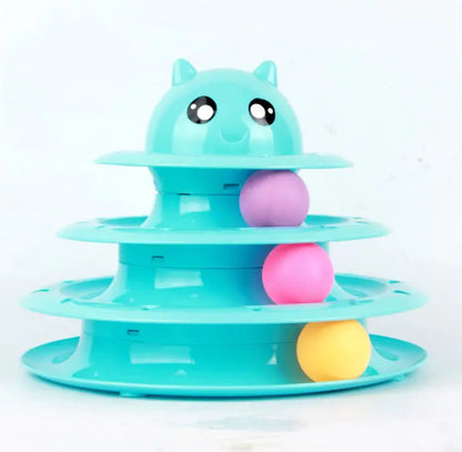 Juguete para gato con torre de tres niveles y bola giratoria😻
