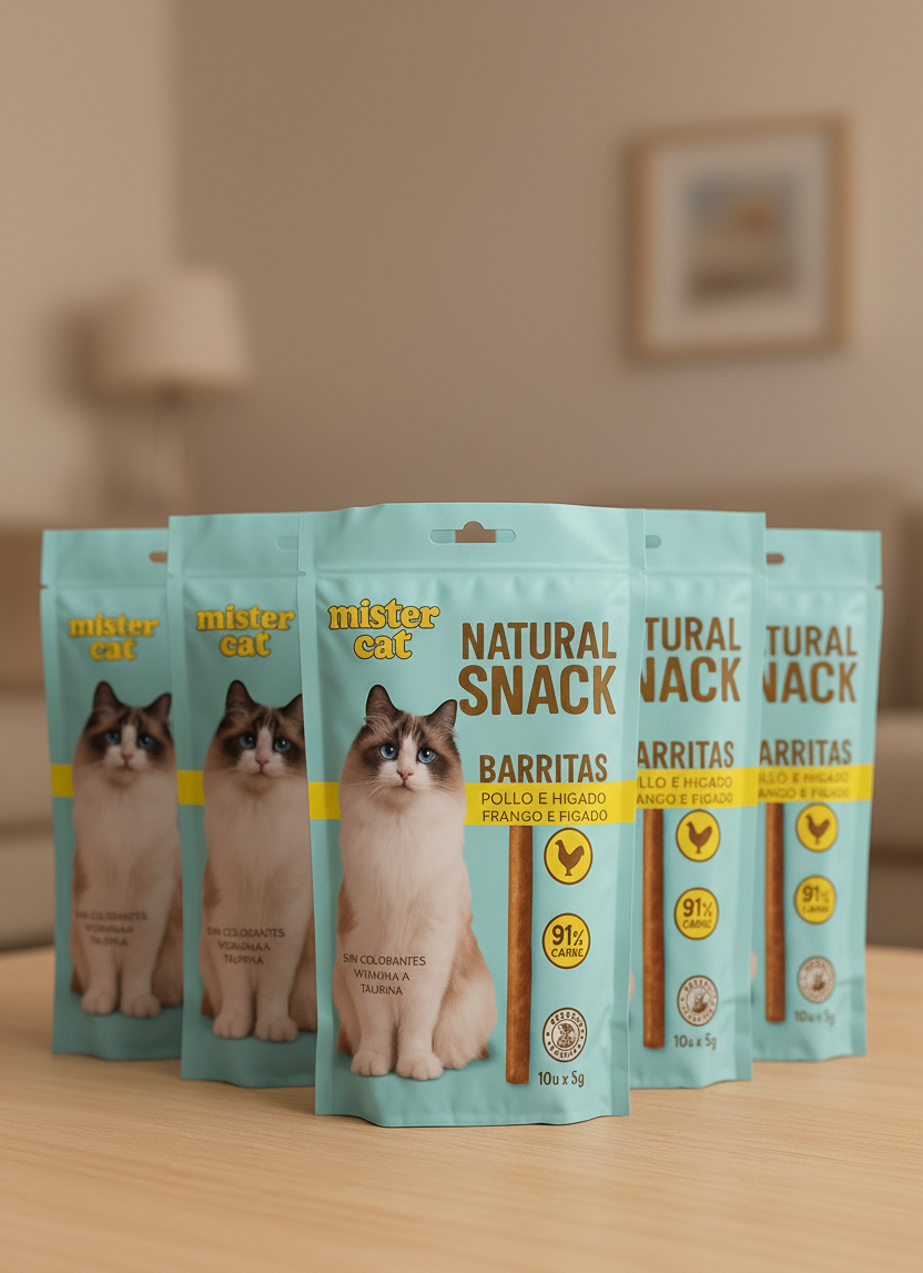 🐱 Mister Cat – Natural Snack Barritas de Pollo e Hígado  91 % de carne