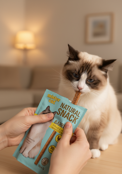 🐱 Mister Cat – Natural Snack Barritas de Pollo e Hígado  91 % de carne