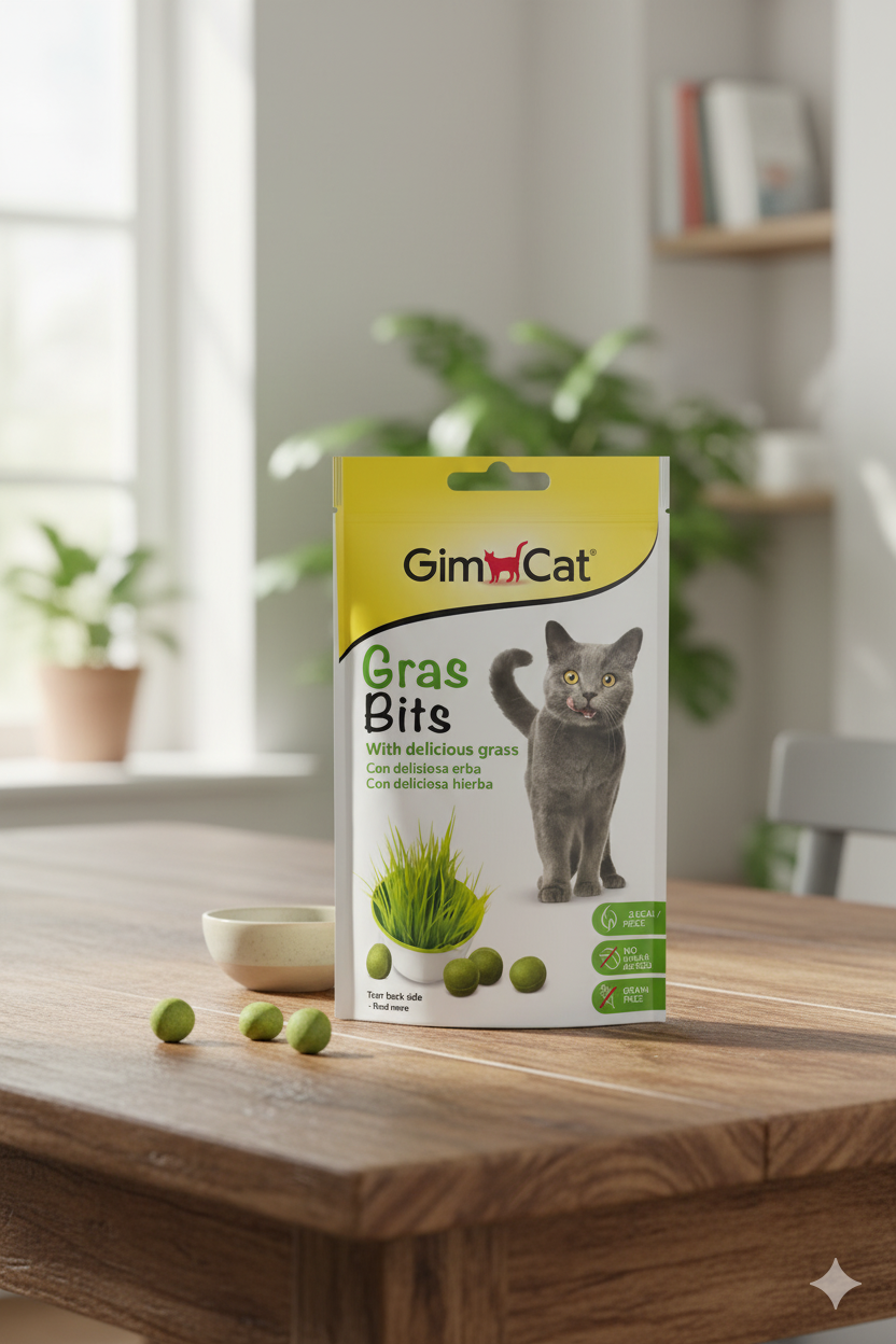 🐾 GimCat Gras Bits – Snacks para gatos con hierba deliciosa 🌱