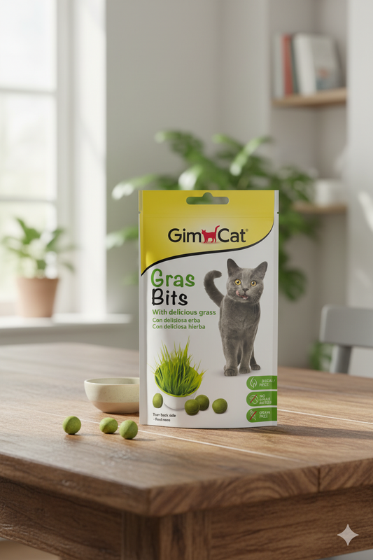 🐾 GimCat Gras Bits – Snacks para gatos con hierba deliciosa 🌱