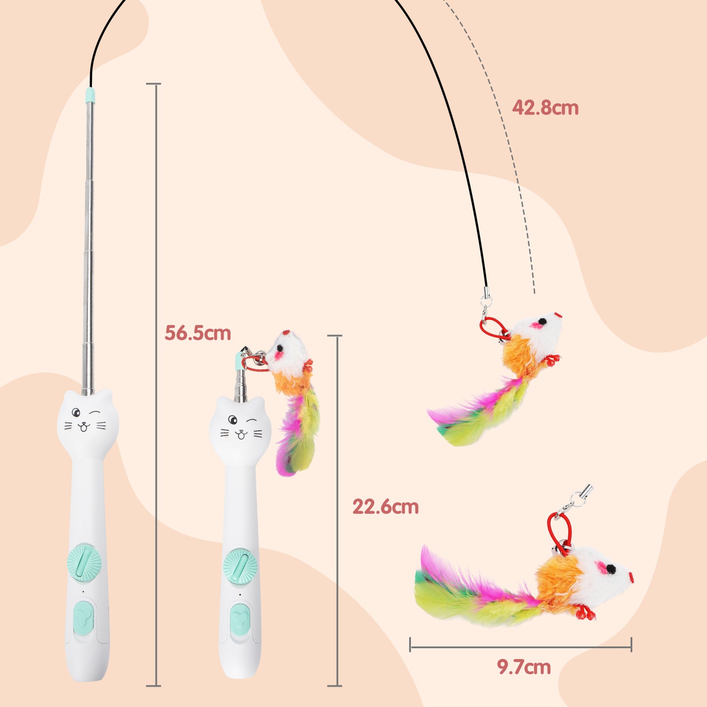 🐱 Juguete Interactivo para Gatos Nobleza – Varita con Pluma y Luz LED