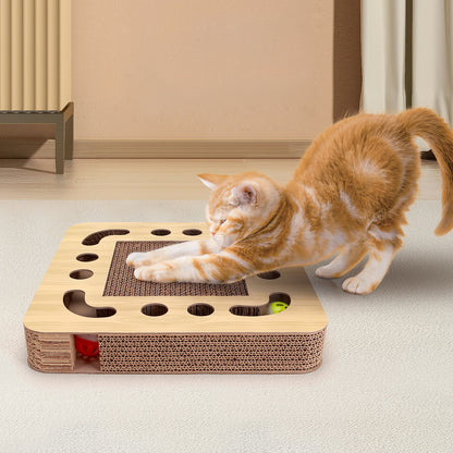 Rascador para Gatos Nobleza Durable con Catnip, Diseño Redondo Interactivo de Cartón, Incluye 2 Juguetes Divertidos