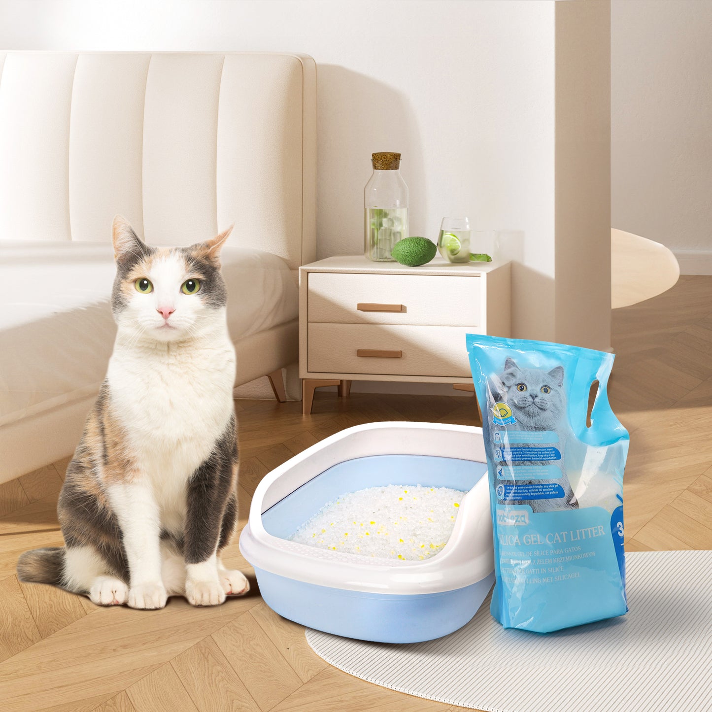 Arena para Gatos Nobleza Diamond Gel, 3.8L/1.5KG, Sílice Biodegradable, Agradable Aroma, Cristal Absorbente