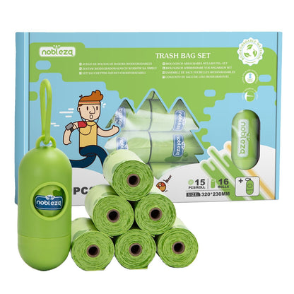 Nobleza 240 con dispensador gratis, bolsas perro portátiles a prueba de fugas extra gruesas16 "fuerte control de olores para gatos y perros