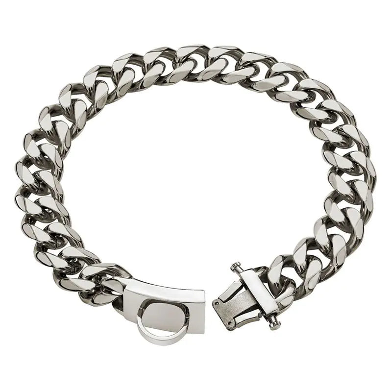 🐾🐶Elegante correa y collar de acero inoxidable para perros medianos y grandes – resistencia y estilo en cada paseo.