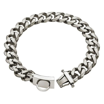 🐾🐶Elegante correa y collar de acero inoxidable para perros medianos y grandes – resistencia y estilo en cada paseo.