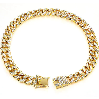 Set de Collar y Cadena Estilo Hip Hop con Diamantes para mascotas 🐾😼
