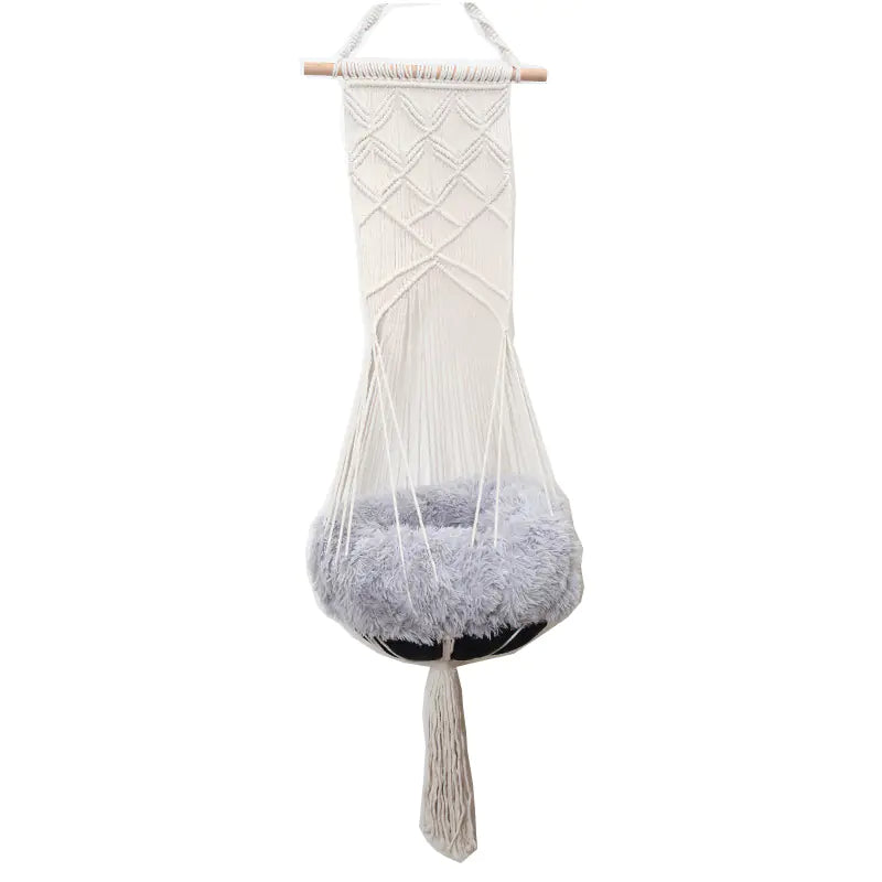 🐾 Cama Colgante Bohemia para Gato – Diseño Artesanal con Encaje