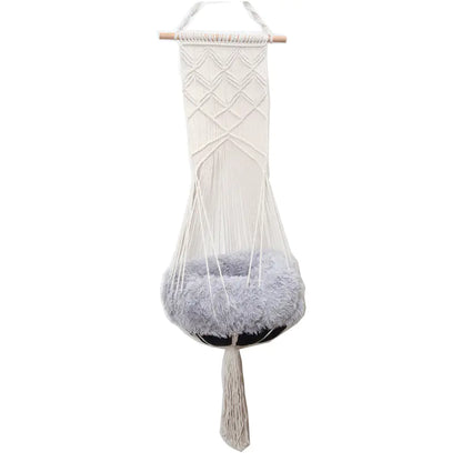 🐾 Cama Colgante Bohemia para Gato – Diseño Artesanal con Encaje