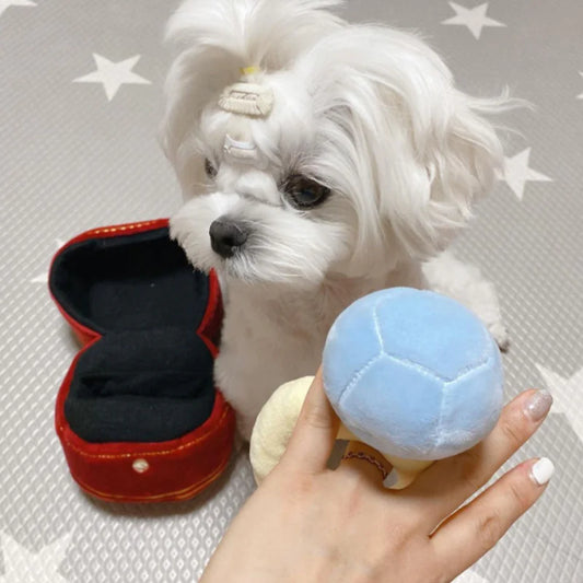 ✨ Juguete para Perros con Sonido – Anillo de Diamante de Peluche ✨