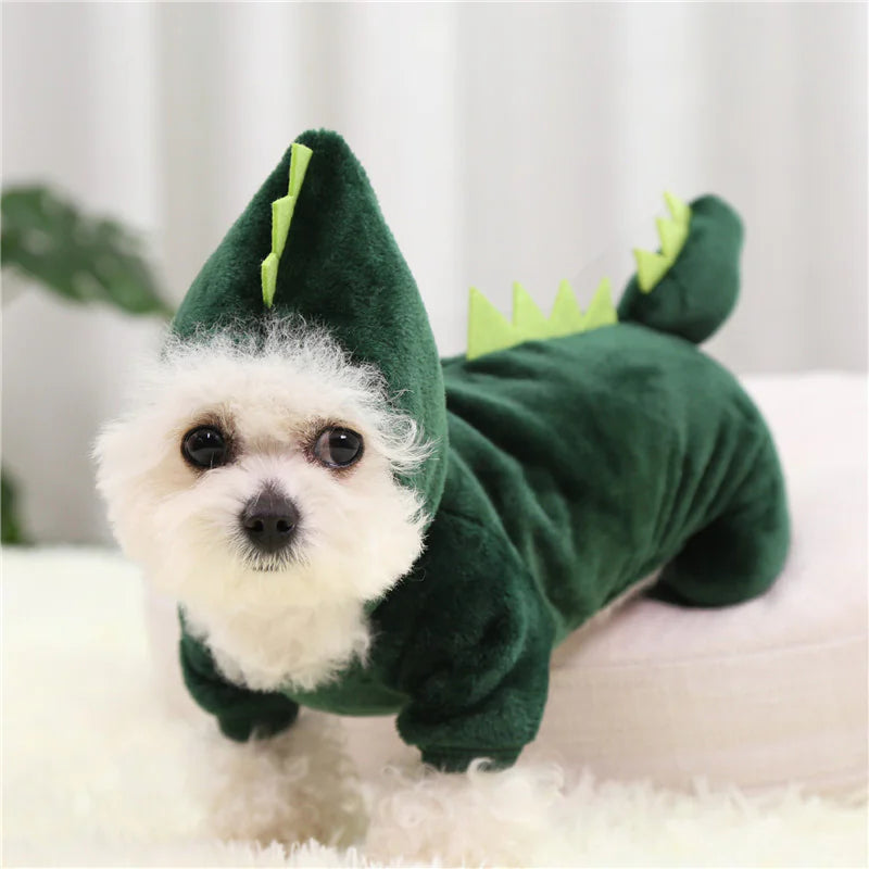 Ropa para peluditos con forro polar coral con diseño de dinosaurio🐶🐾😻