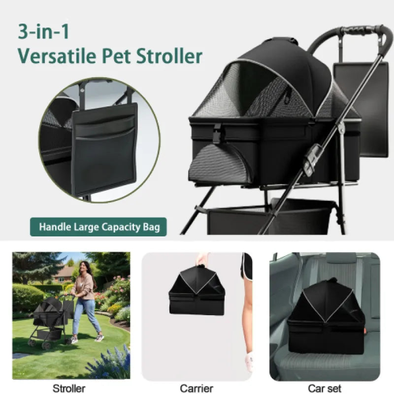 🐾 Carrito Plegable 2 en 1 para Mascotas — Estilo, Comodidad y Practicidad para tu Compañero Peludo 🐾