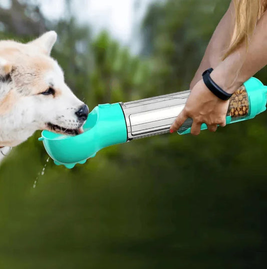 Botella Portátil 3 en 1 para Perros – Agua, Comida y Dispensador en Uno
