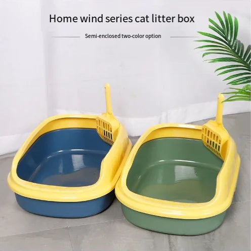 Caja de Arena Antisalpicaduras Semicerrada para Gatos