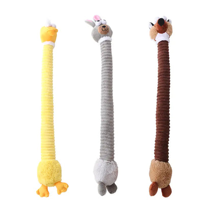 Juguete interactivo de peluche con cuello largo para perros, ideal para masticar