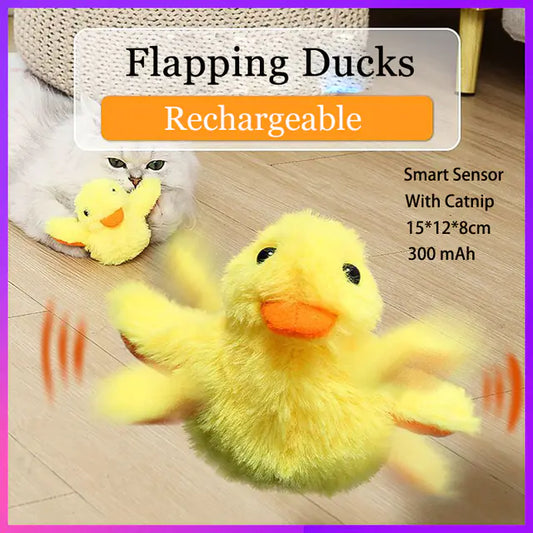 🦆Juguete de Sonido de Pato de Peluche con Flushing para Gatos