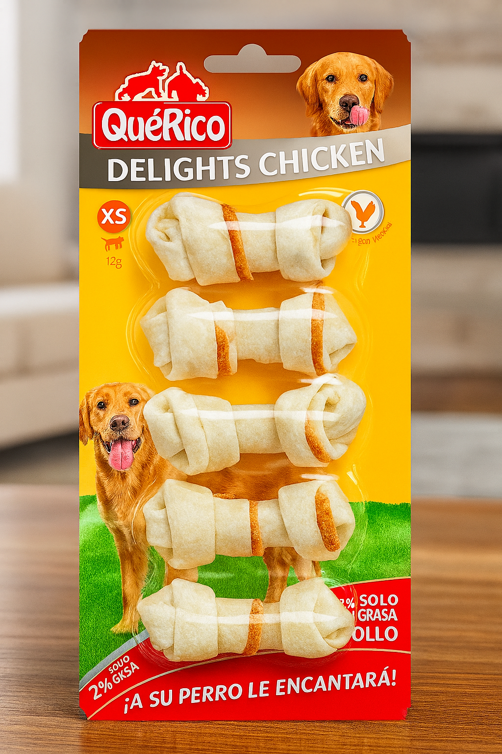 🦴 QuéRico Delights Chicken XS – Snacks Masticables 🍗 Hechos con pollo real