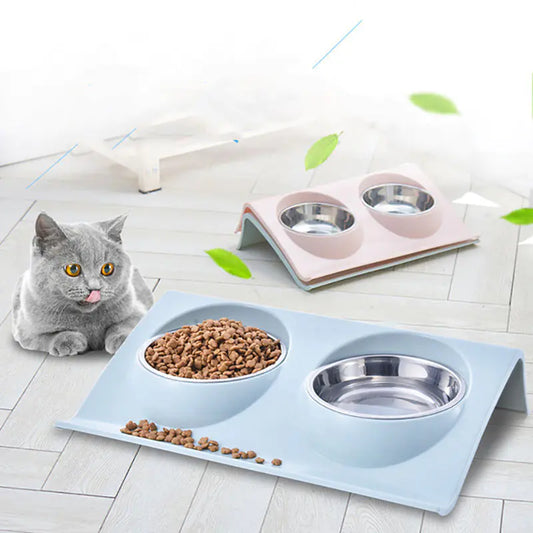 Comedero doble de acero inoxidable para perros y gatos🐶😻
