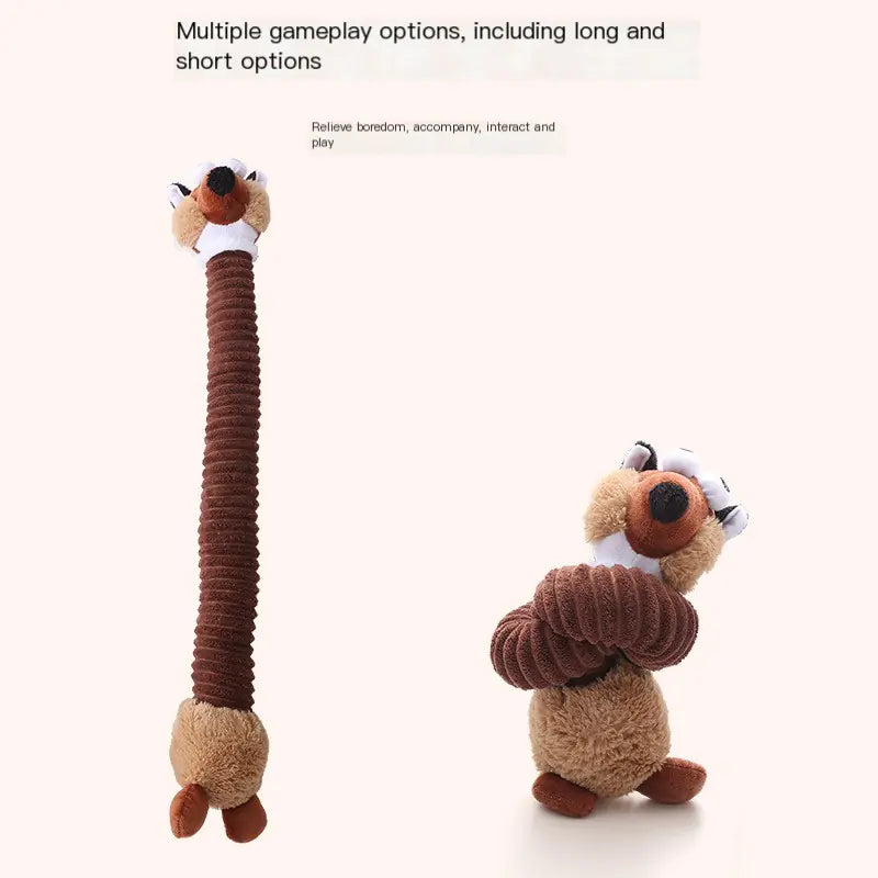 Juguete interactivo de peluche con cuello largo para perros, ideal para masticar
