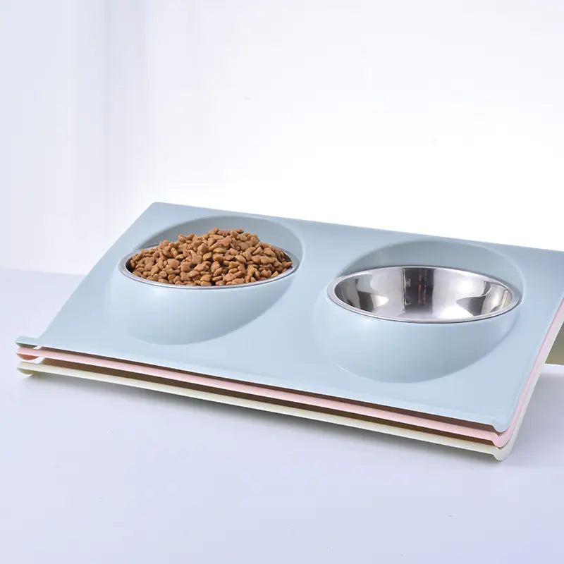 Comedero doble de acero inoxidable para perros y gatos🐶😻