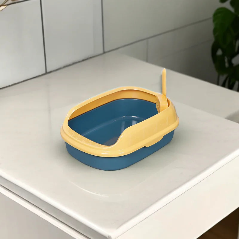Caja de Arena Semicerrada para Gatos con Pala Resistente