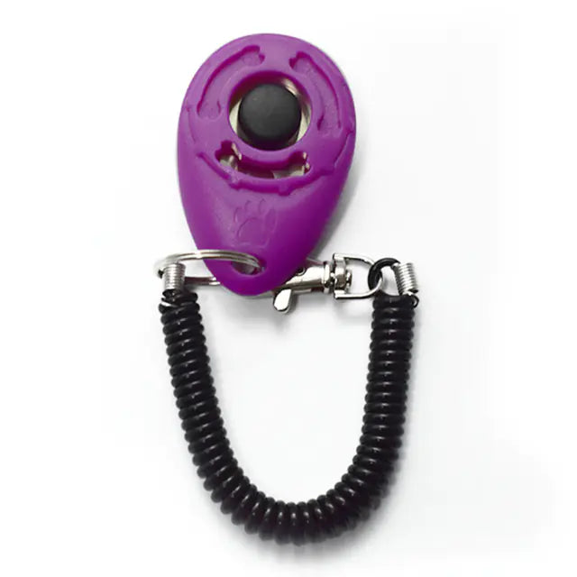 Clicker ajustable para adiestramiento de perros con correa tipo llavero.