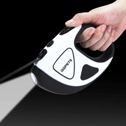 ✨ Correa Retráctil Automática con Luz LED y Cuerda de Fibra – Paseos Brillantes y Seguros 🐶🌙