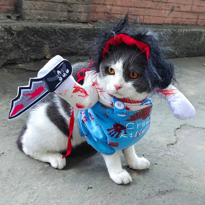 Outfit Sangriento para Mascotas – Disfraz de Gato y Perro🎃