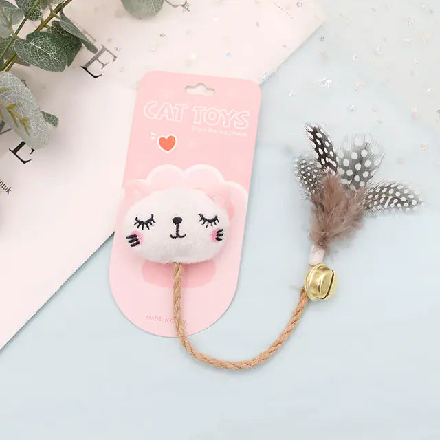 Juguete para gato con pluma, cascabel y muñeco😻