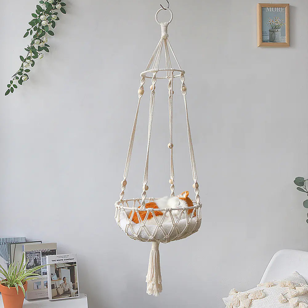 🐾 Hamaca Colgante de Macramé para Gato – Tamaño Grande