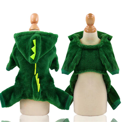 Ropa para peluditos con forro polar coral con diseño de dinosaurio🐶🐾😻