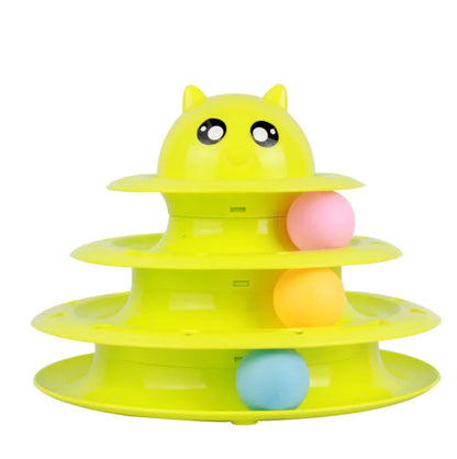 Juguete para gato con torre de tres niveles y bola giratoria😻