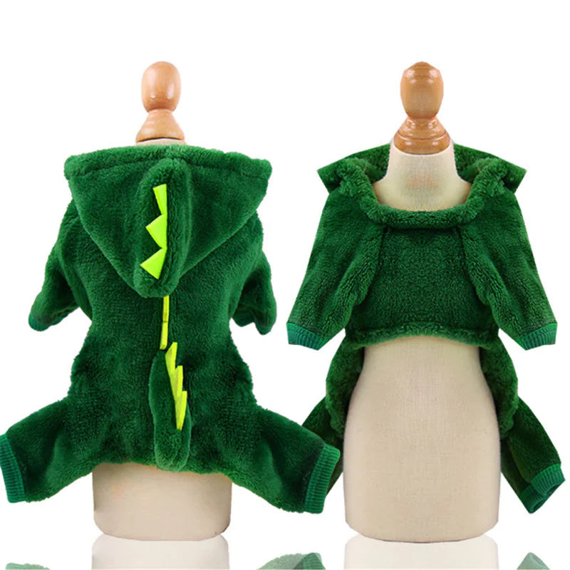 Ropa para peluditos con forro polar coral con diseño de dinosaurio🐶🐾😻