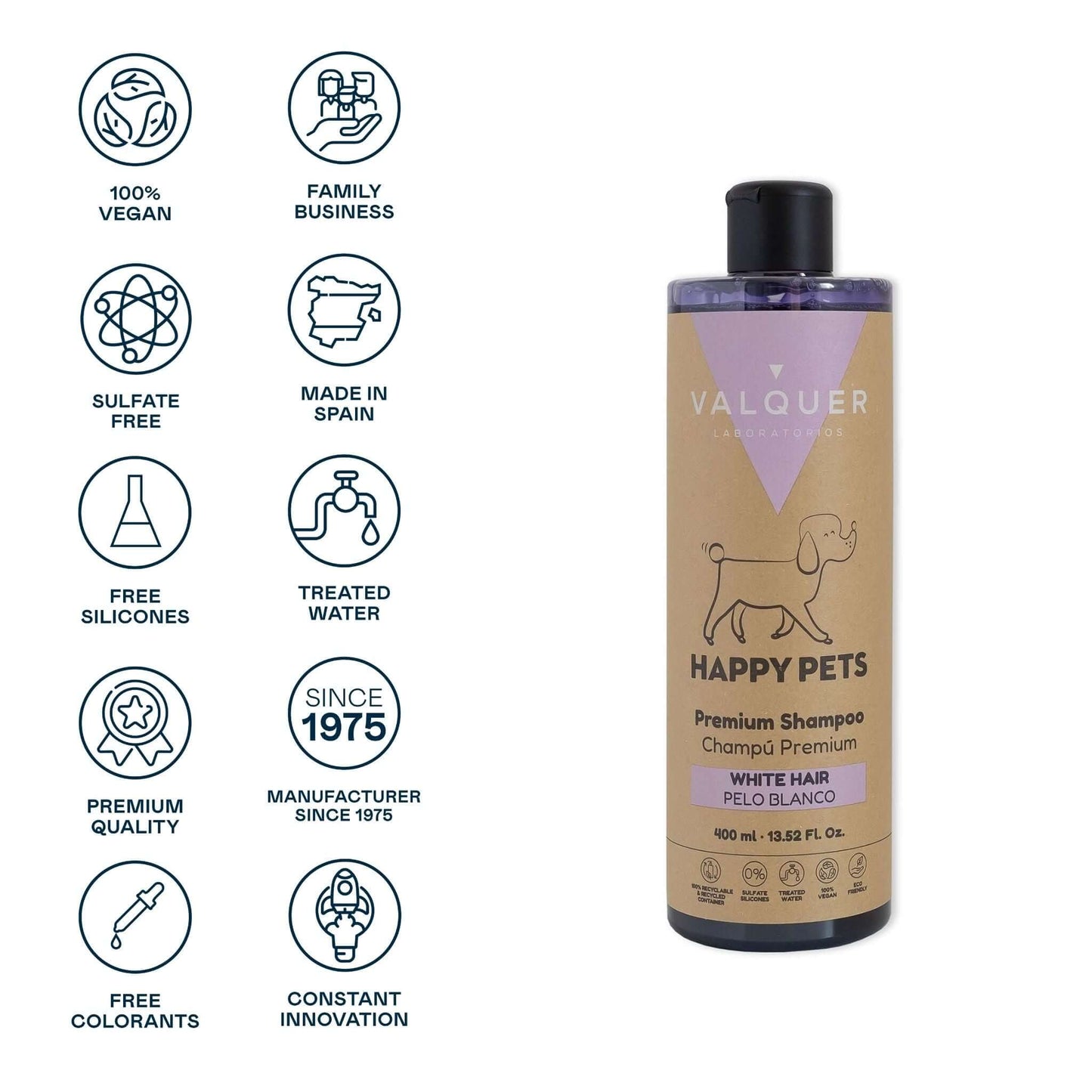 Champú Premium para Mascotas de Pelo Blanco con vitamina B5 - 400 ml