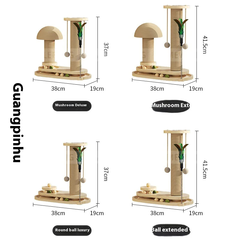 Rascador de Madera Maciza con Juguetes para Gatos – Estilo y Diversión