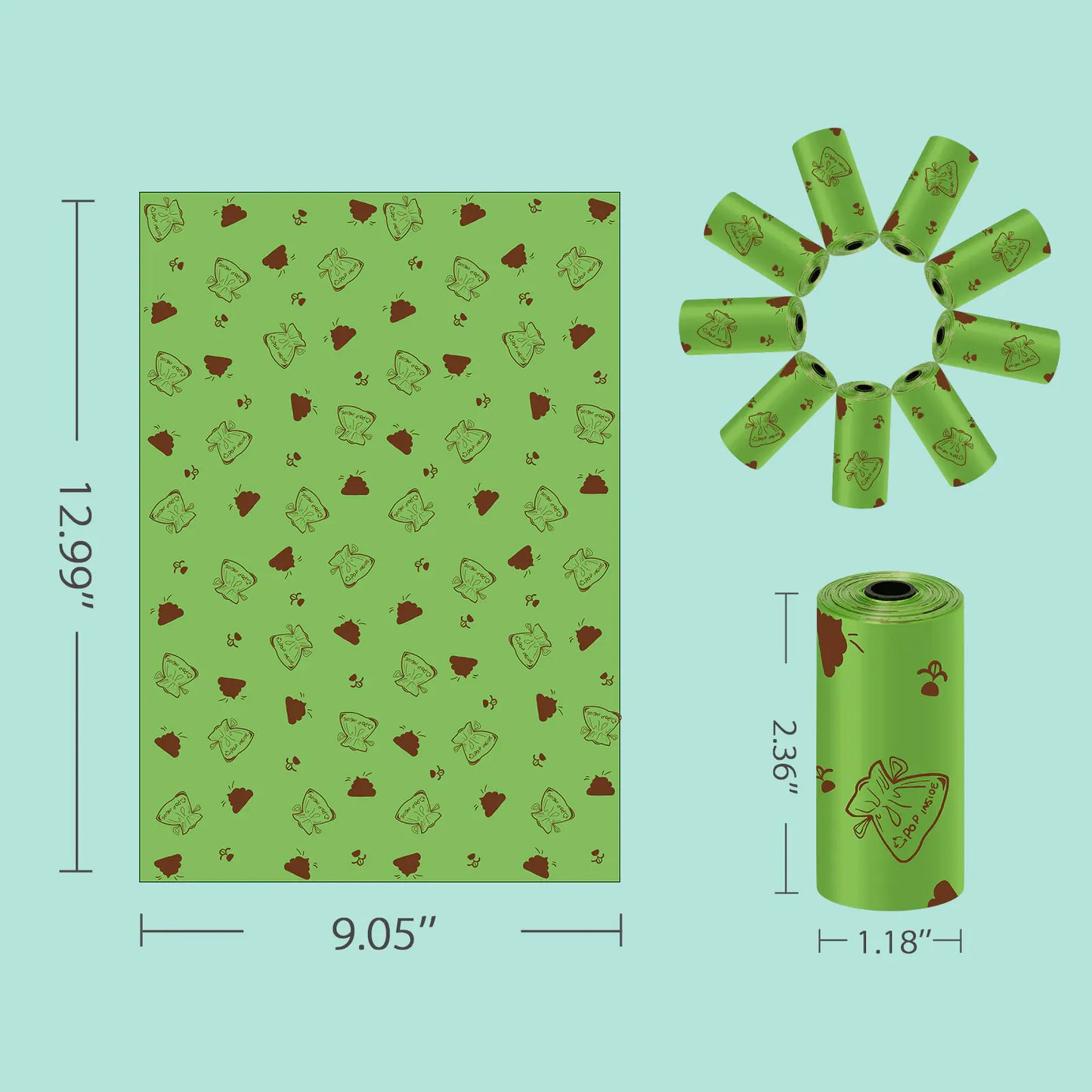 Dispensador Ecológico de Bolsas para Desechos de Perro con Bolsas de 1.2 mm