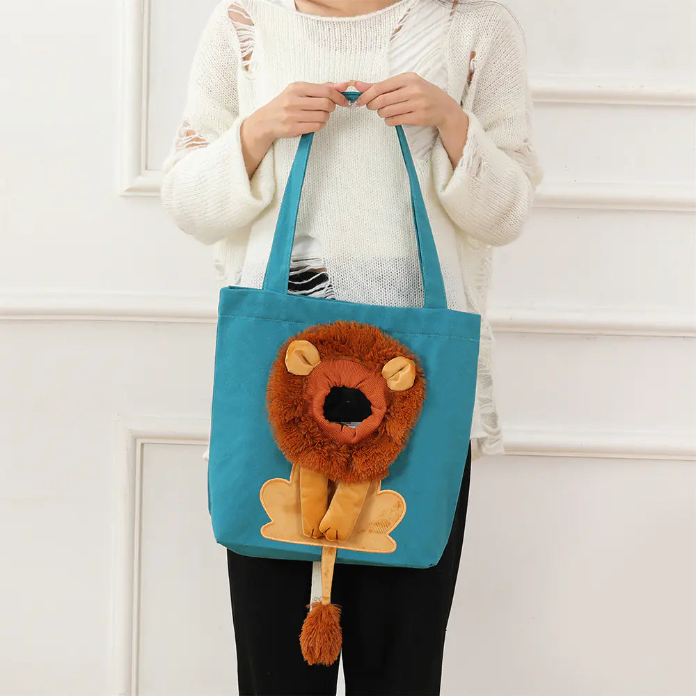 Bolso de Transporte Suave para Mascotas con Diseño de León, para Gatos y Perros