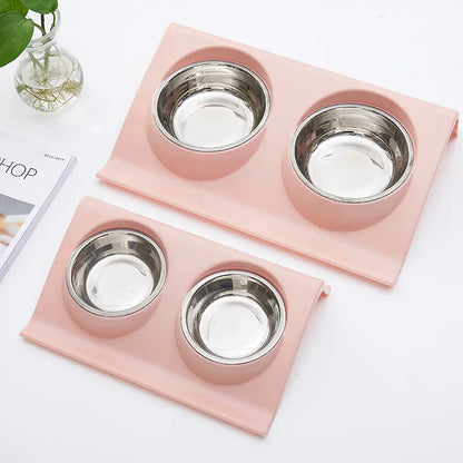 Comedero doble de acero inoxidable para perros y gatos🐶😻