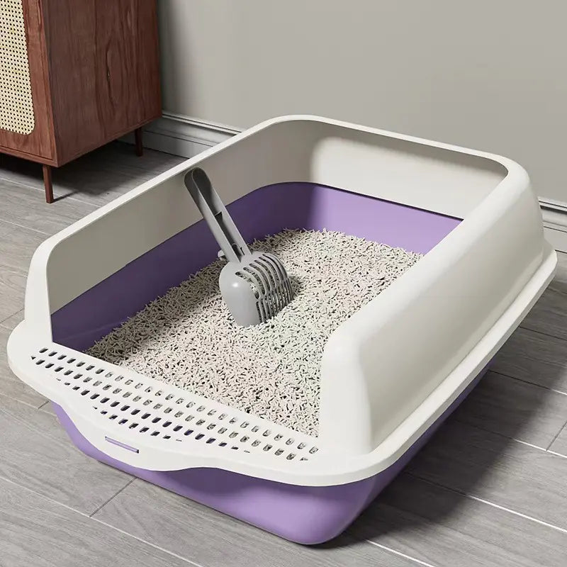 Caja de Arena para Gatos Grande Semi-Cerrada con Partes Desmontables