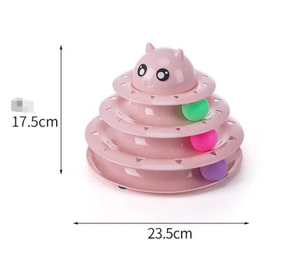 Juguete para gato con torre de tres niveles y bola giratoria😻