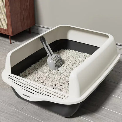 Caja de Arena para Gatos Grande Semi-Cerrada con Partes Desmontables
