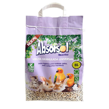 🌿Absorsol Mascotas – Viruta Granulada Universal 8L🌱