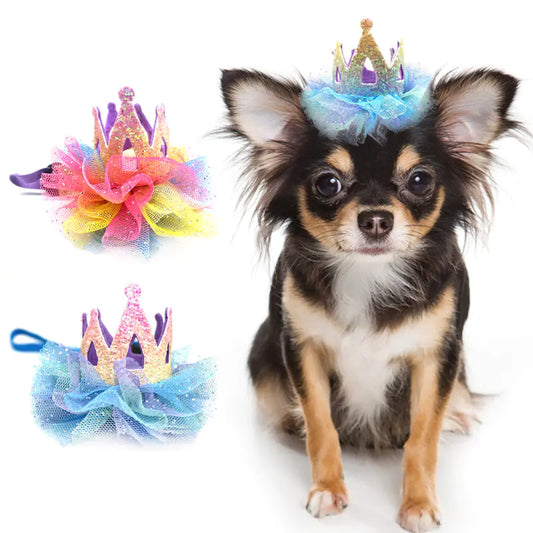 Gorro de Cumpleaños para Mascotas con Corona de Encaje – Para Perros y Gatos