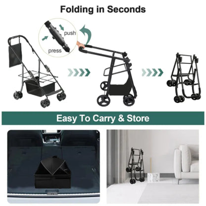 🐾 Carrito Plegable 2 en 1 para Mascotas — Estilo, Comodidad y Practicidad para tu Compañero Peludo 🐾